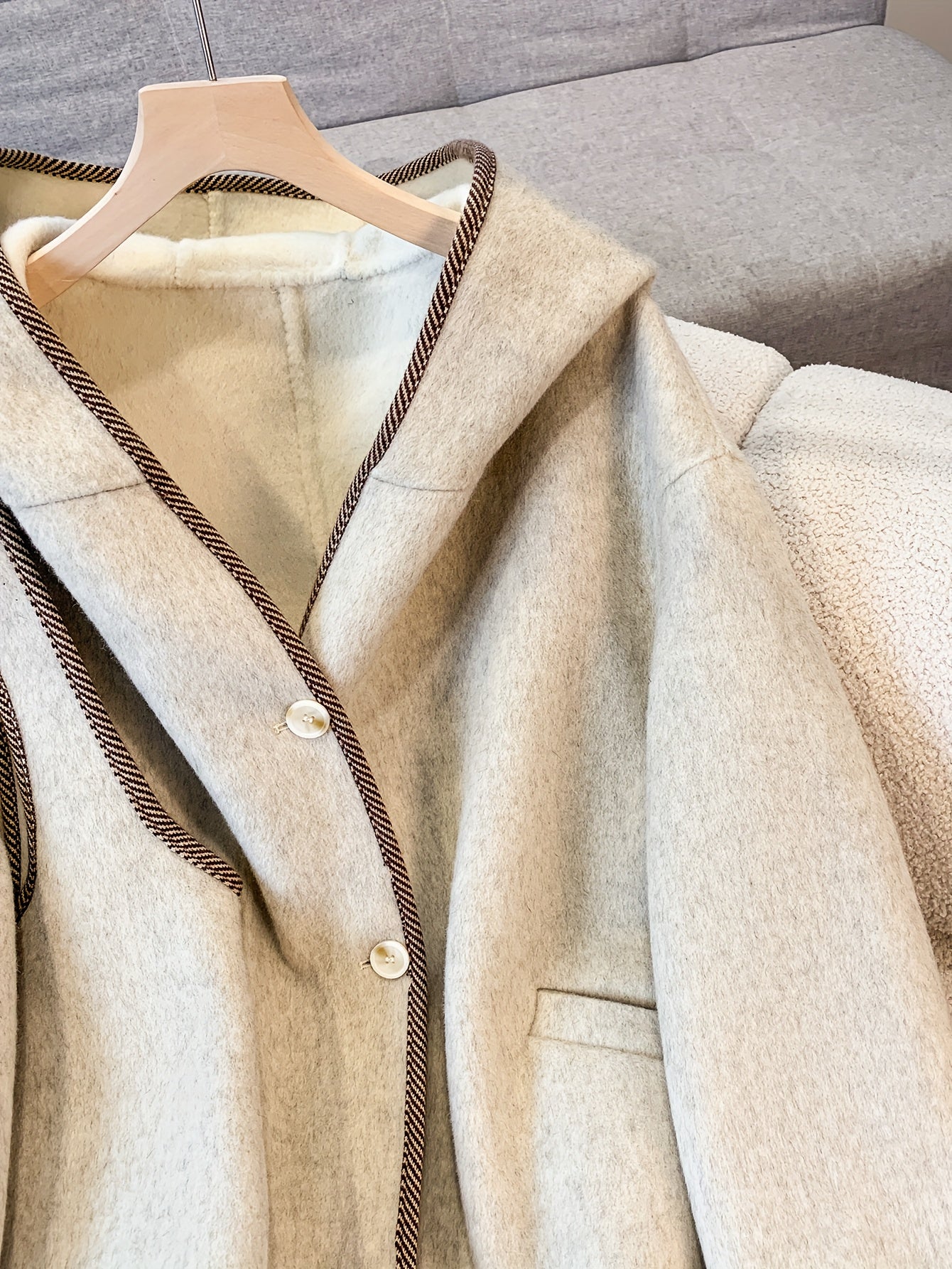 Women's Elegant Long Coat - Winter Warm Full-Length Outerwear, Structured Collar & Single-Button Closure, Beige\u002FBrown\u002FGray\u002FTaupe - Formal & Everyday Outerwear for Fall and Winter - Luxury Outer Jacket for Women