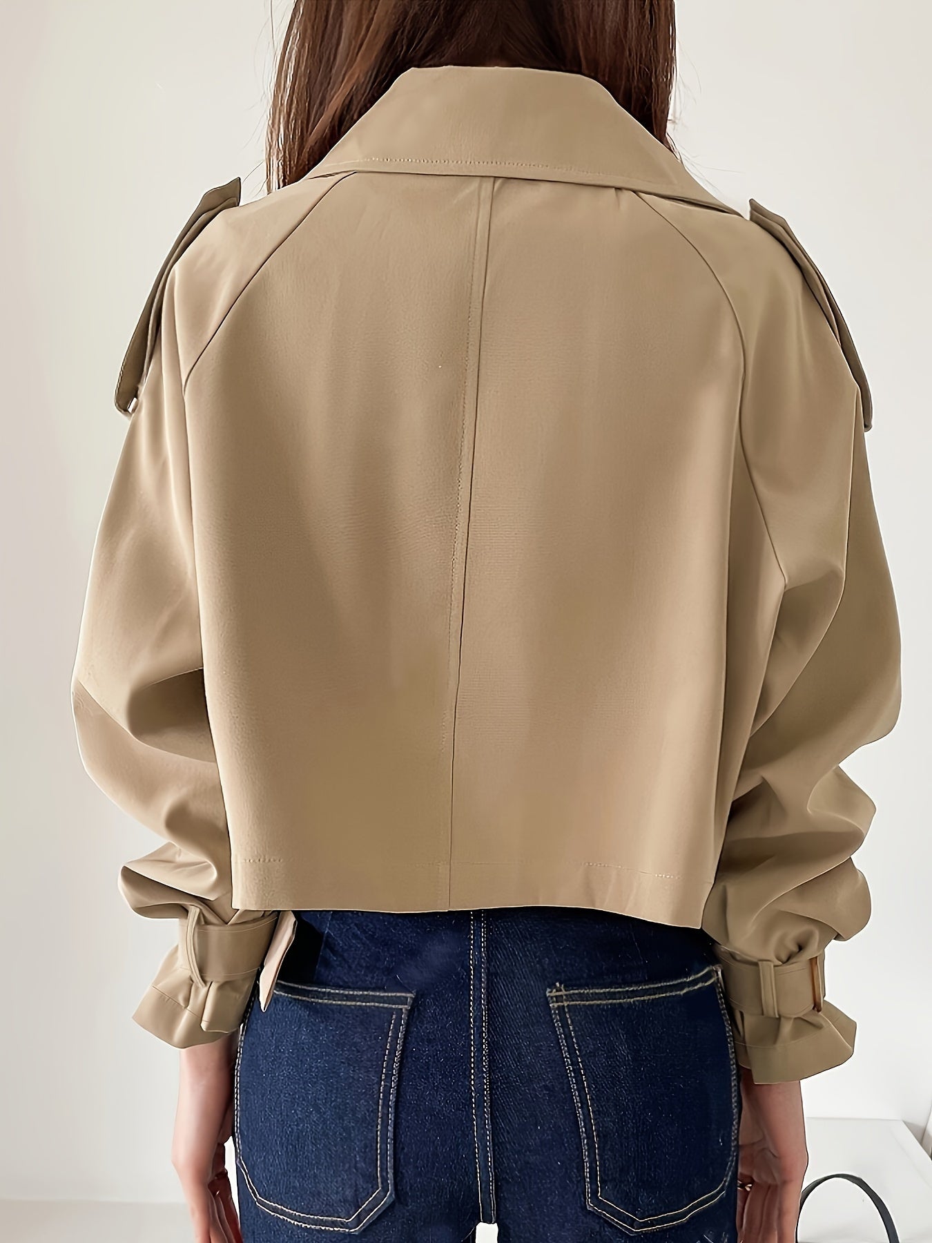 Epaulette Design Raglan Sleeve Trench Coat