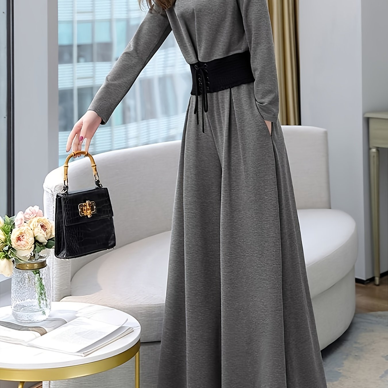 European Station Women'S Spring Collection New Women'S Wear, Stylish Goddess Style Two-piece Set, Fashionable And Elegant Wide-leg Pants Set, Date Night