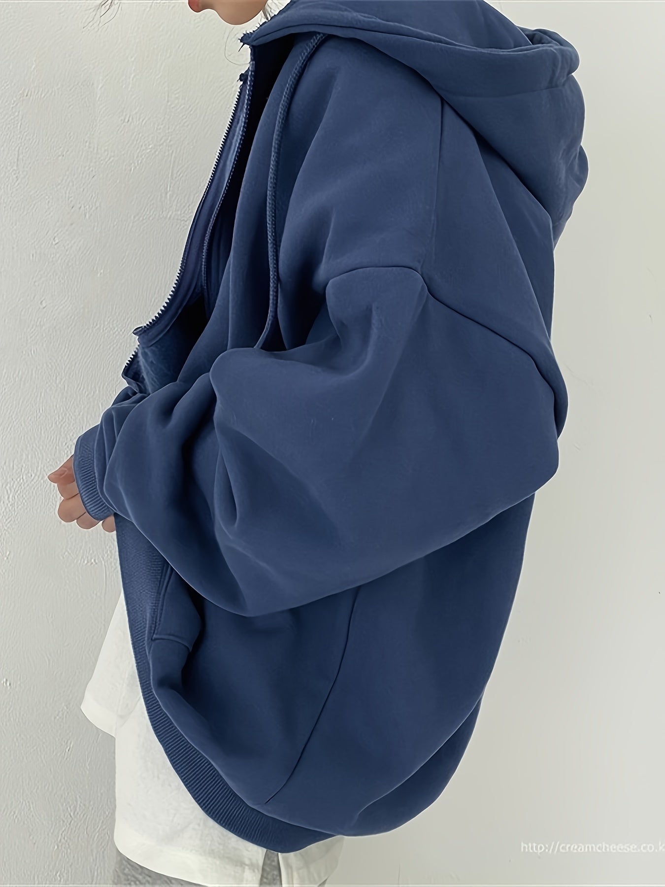 Women's Thickened Fleece Zippered Hooded Sweatshirt Jacket - Oversized Loose Fit Winter Warm Coat with Pockets, Grey Cardigan for Gym, Training & Casual Wear, Full-Zip Closure (No)