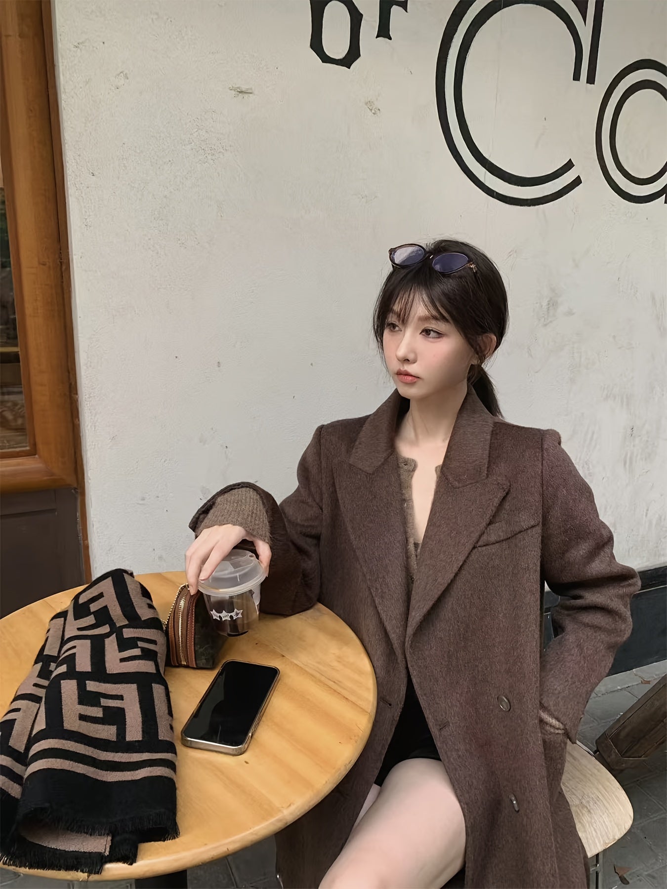 Women's Elegant Khaki Coat - 2025 New Design Long Sleeve Button Front Loose Fit H-Silhouette Winter Coat for Office, Party & Daily Wear - Dry Clean Only Autumn Winter Outerwear