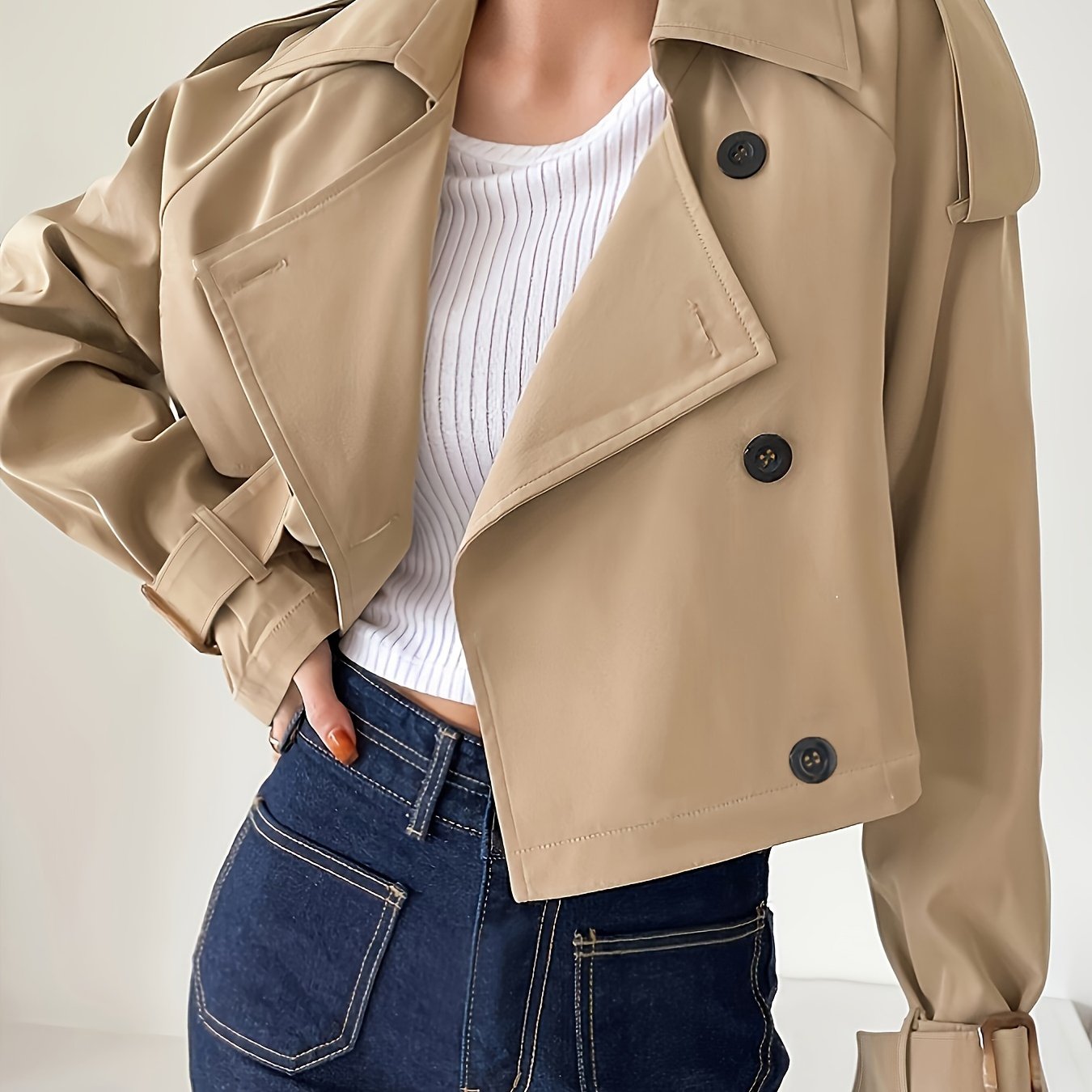 Epaulette Design Raglan Sleeve Trench Coat