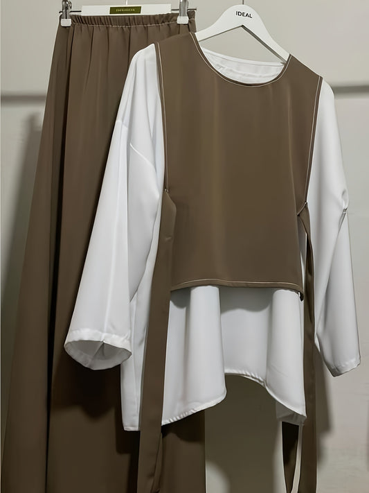 European Design Top with Style Shirt and Versatile Skirt Set for Women - New Spring and Autumn