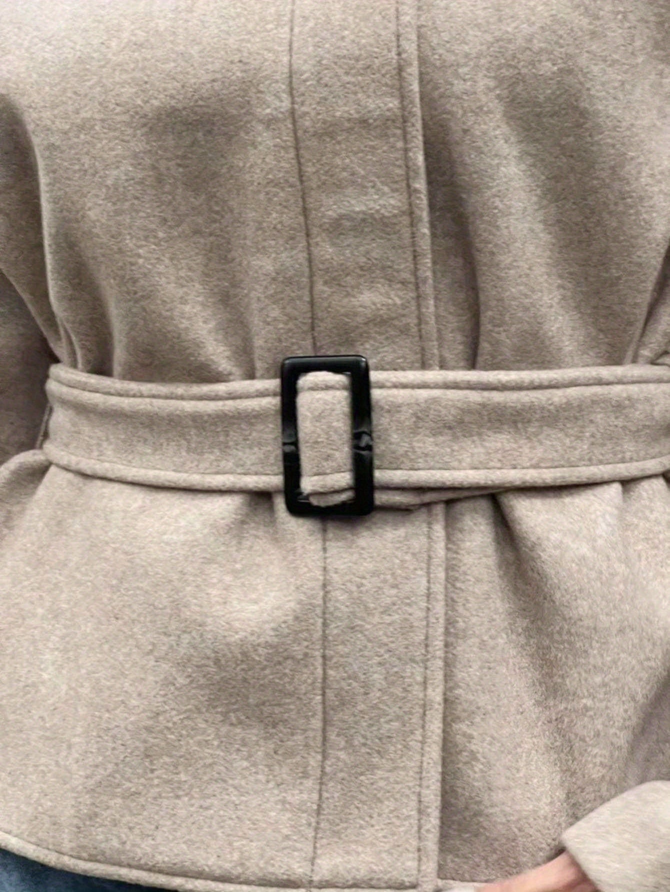 Autumn/Winter Elegant Stand Collar Tweed Belt Waist Coat Jacket Casual Fashion Long Sleeve Women's Outerwear