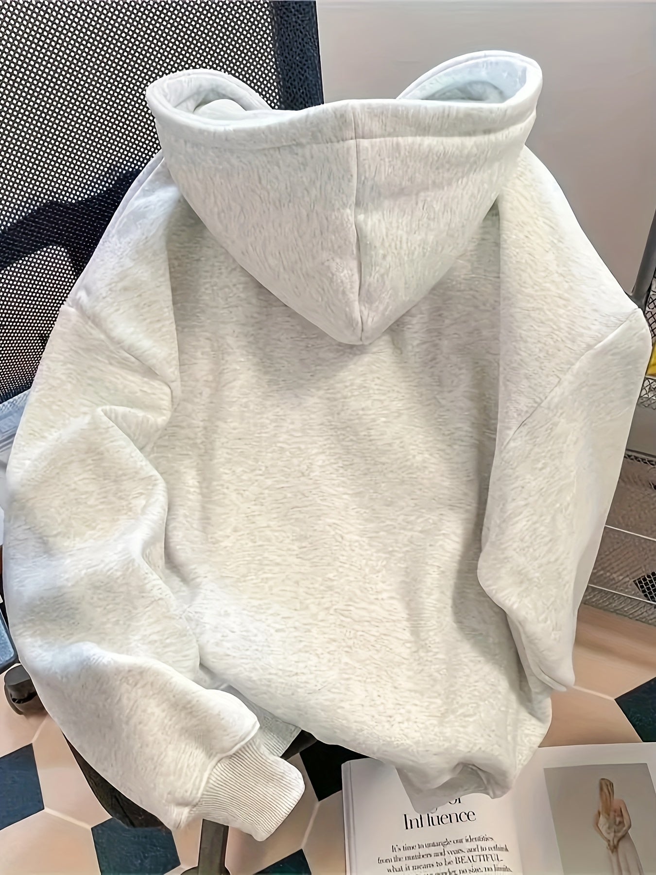 Spring and Autumn Design Sensation Korean Style Loose Versatile Zip-Up Cardigan Jacket, Trendy Hooded Sweatshirt with Comfortable Zipper