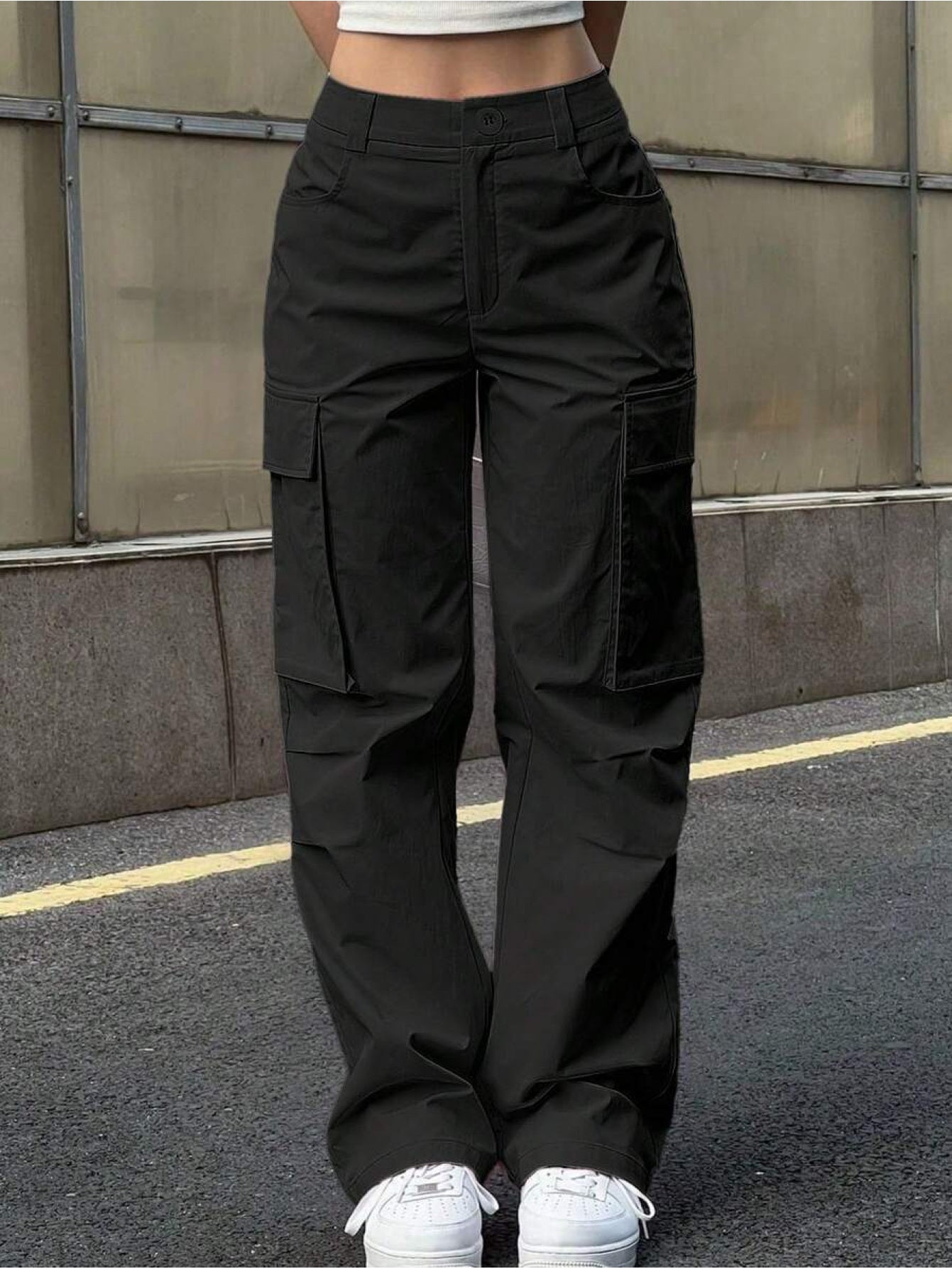 Women's Non-Stretch Cargo Pants - Structured Wide Leg Work Pants with Multiple Utility Pockets, Machine Washable Everyday Pants for Women in Pastel pink\u002FSoft pink\u002F, All-Season Casual Trousers, Leisure Cargo Trousers, Nonstretch Fabric