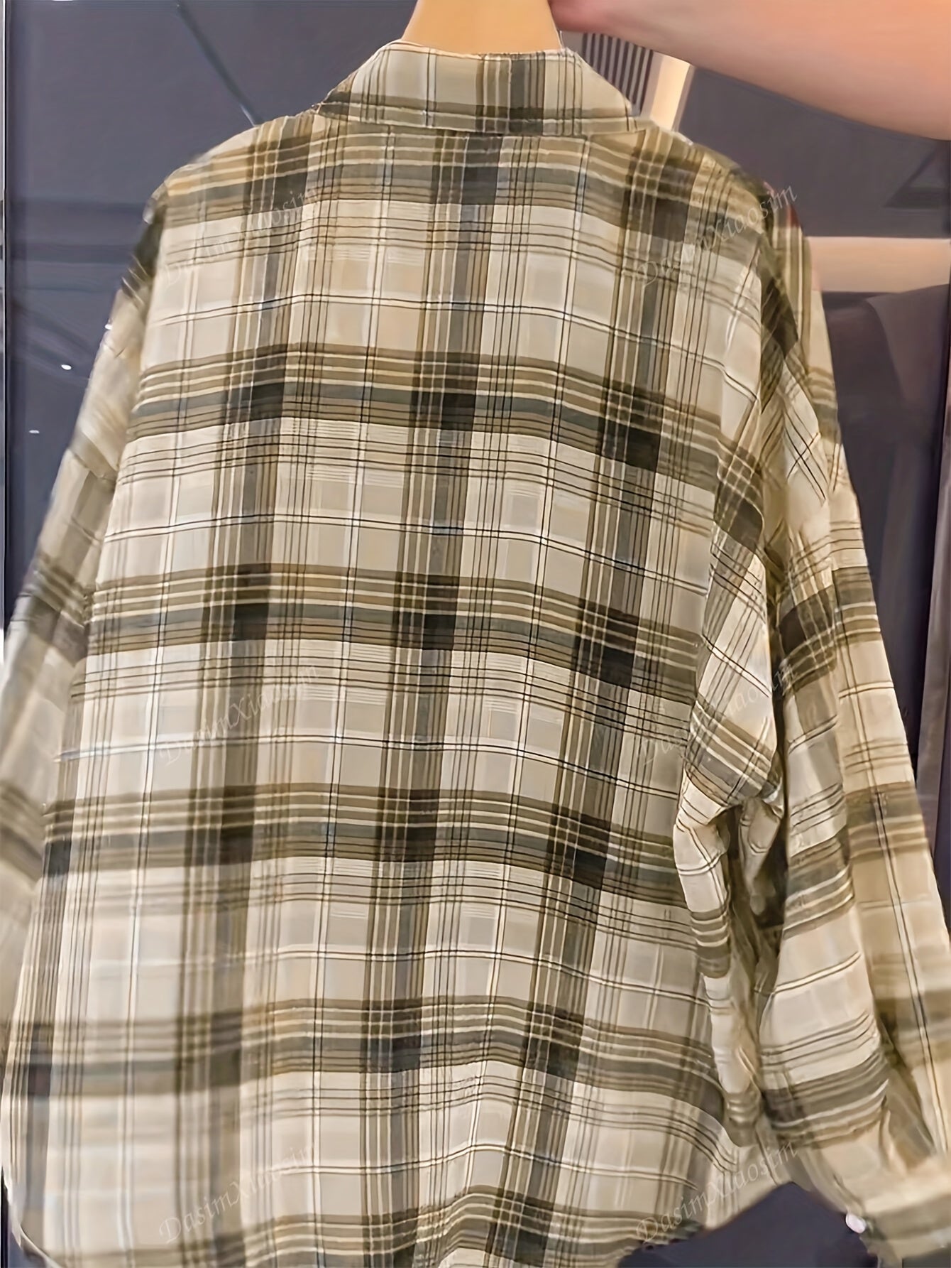 Lightweight Casual Cardigan Lightweight Loose Casual Cardigan | Checked Pattern Long Sleeve Outerwear Jacket