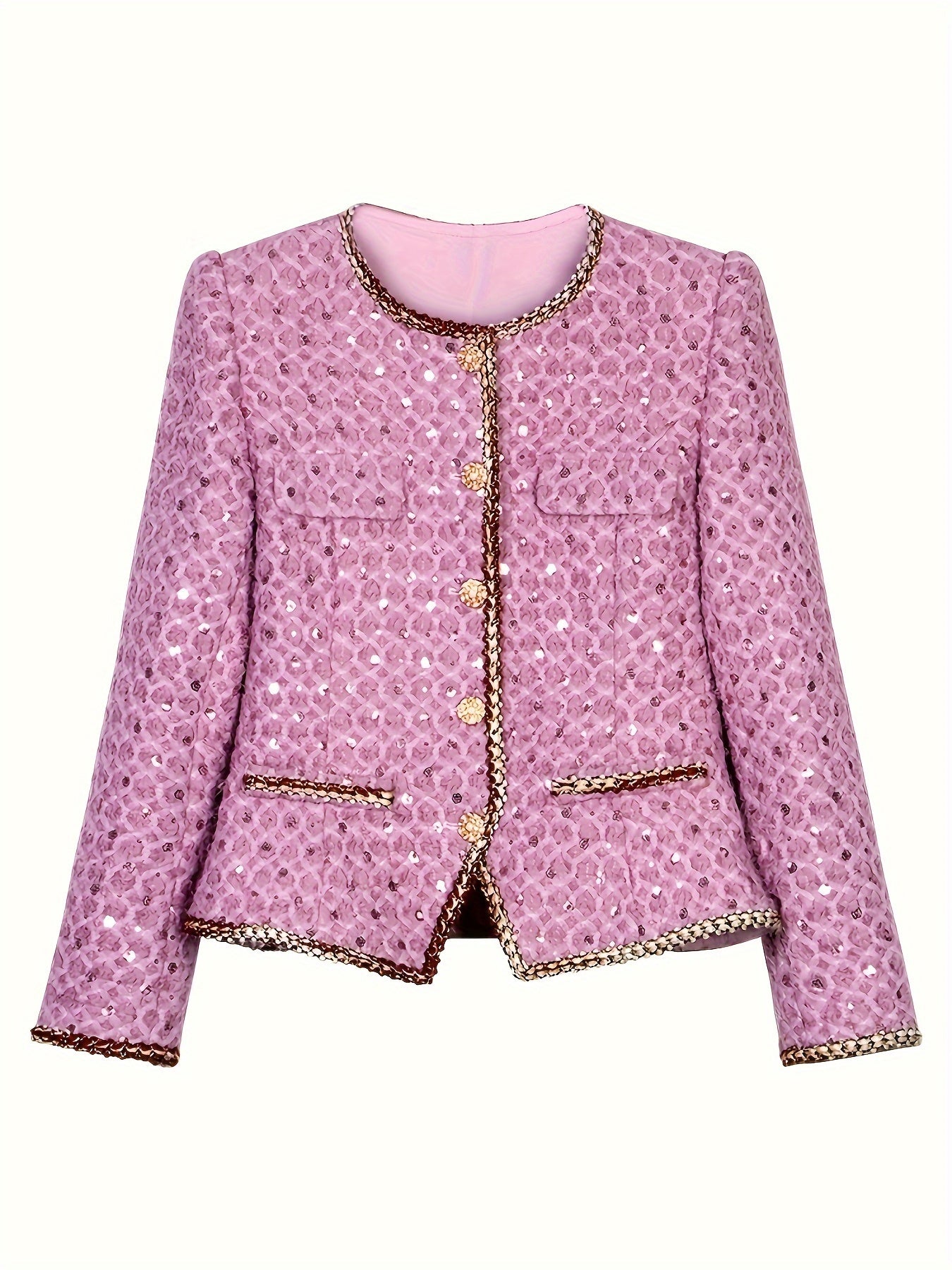 Luxury Peony Purple Dress New Luxury Two-Piece Dress Set for Wealthy Young Ladies - Sophisticated Peony Purple, Sequins Embellished, Coarse Tweed, Priced at 28690