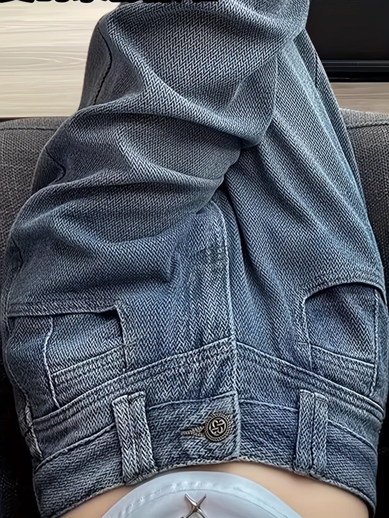 Retro Blue Distressed Jeans Retro Blue Distressed Women's High-Rise Loose Straight Cut Jeans | Frayed Hem Y2K 90s Style Denim Pants, Machine Washable Casual All-Season Comfort