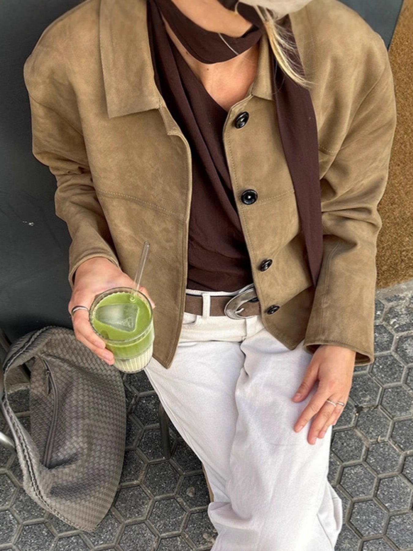 Y2K Notched Collar Jacket Women's Vintage Khaki Quiet Luxury Essential, Spring Outerwear, Lightweight Layering, Elegant Design, Vintage Style, Durable Material, Highquality Stitching, Loose Fit Jacket, Stylish Coat, Fashion Women, Trend Followers