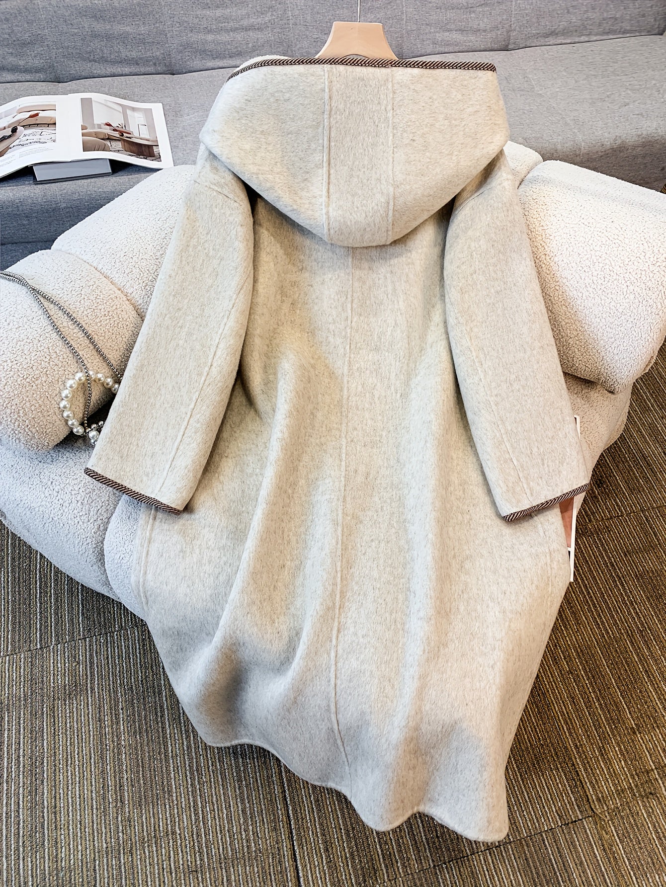 Women's Elegant Long Coat - Winter Warm Full-Length Outerwear, Structured Collar & Single-Button Closure, Beige\u002FBrown\u002FGray\u002FTaupe - Formal & Everyday Outerwear for Fall and Winter - Luxury Outer Jacket for Women