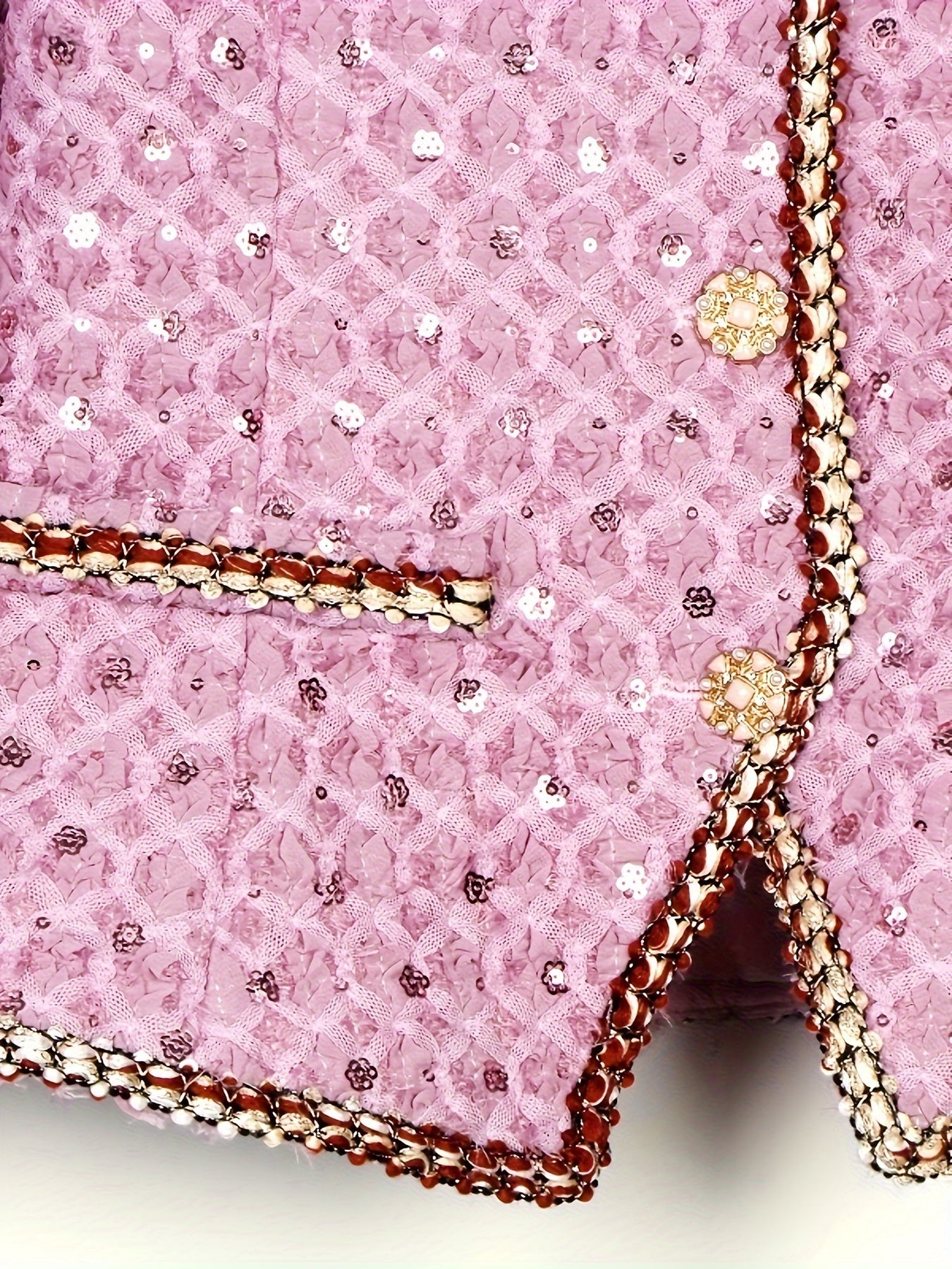 Luxury Peony Purple Dress New Luxury Two-Piece Dress Set for Wealthy Young Ladies - Sophisticated Peony Purple, Sequins Embellished, Coarse Tweed, Priced at 28690