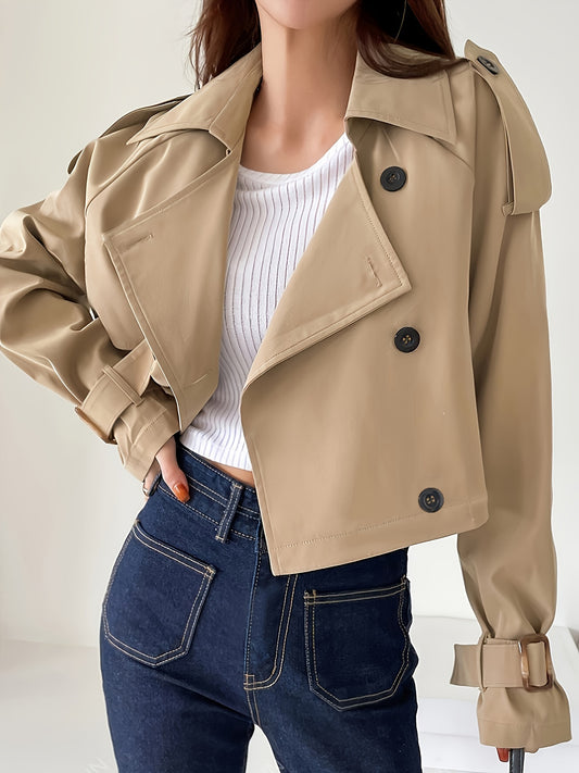 Epaulette Design Raglan Sleeve Trench Coat