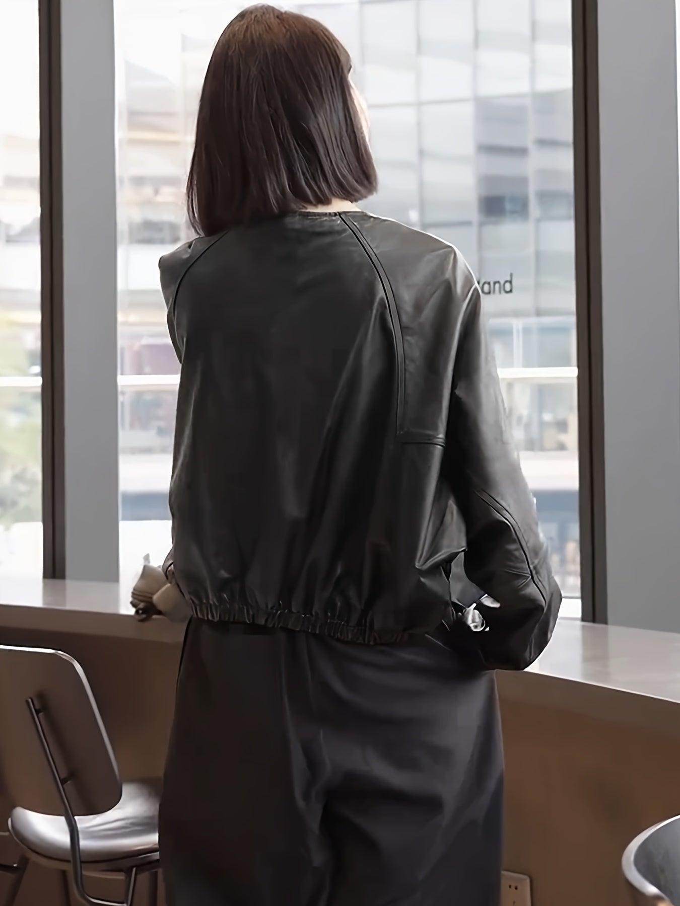 Women'S Black Jacket - Casual Loose Fit with Adjustable Drawstring Waist, Batwing Sleeves, and Golden-Tone Zipper, Perfect for Spring\u002FSummer\u002FFall
