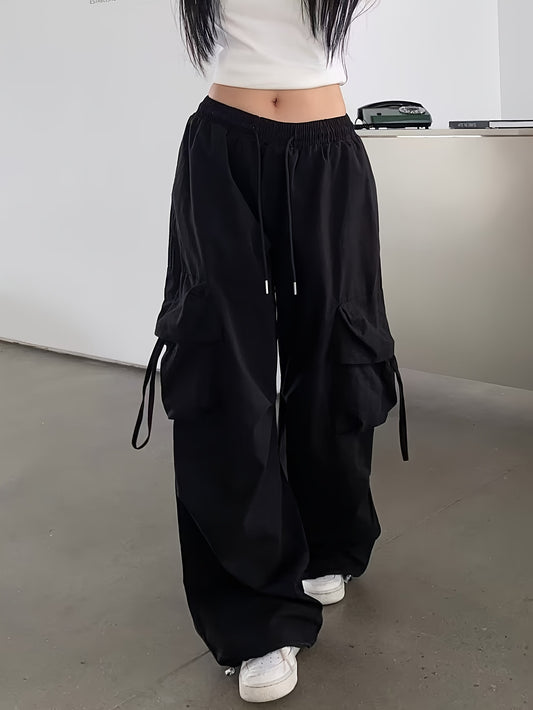 Retro Streetwear Cargo Pants for Men and Women, Dance Casual Straight-Leg High-Waist Loose Korean Style Wide-Leg Trousers