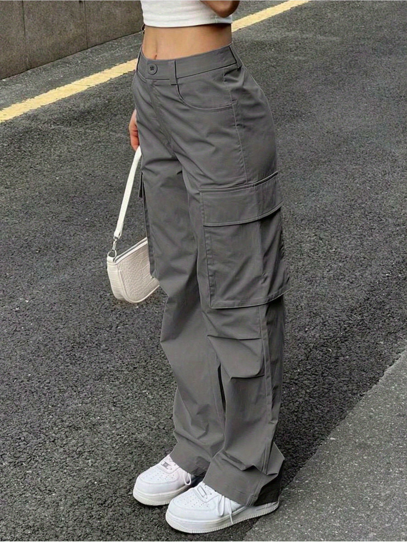 Women's Non-Stretch Cargo Pants - Structured Wide Leg Work Pants with Multiple Utility Pockets, Machine Washable Everyday Pants for Women in Pastel pink\u002FSoft pink\u002F, All-Season Casual Trousers, Leisure Cargo Trousers, Nonstretch Fabric