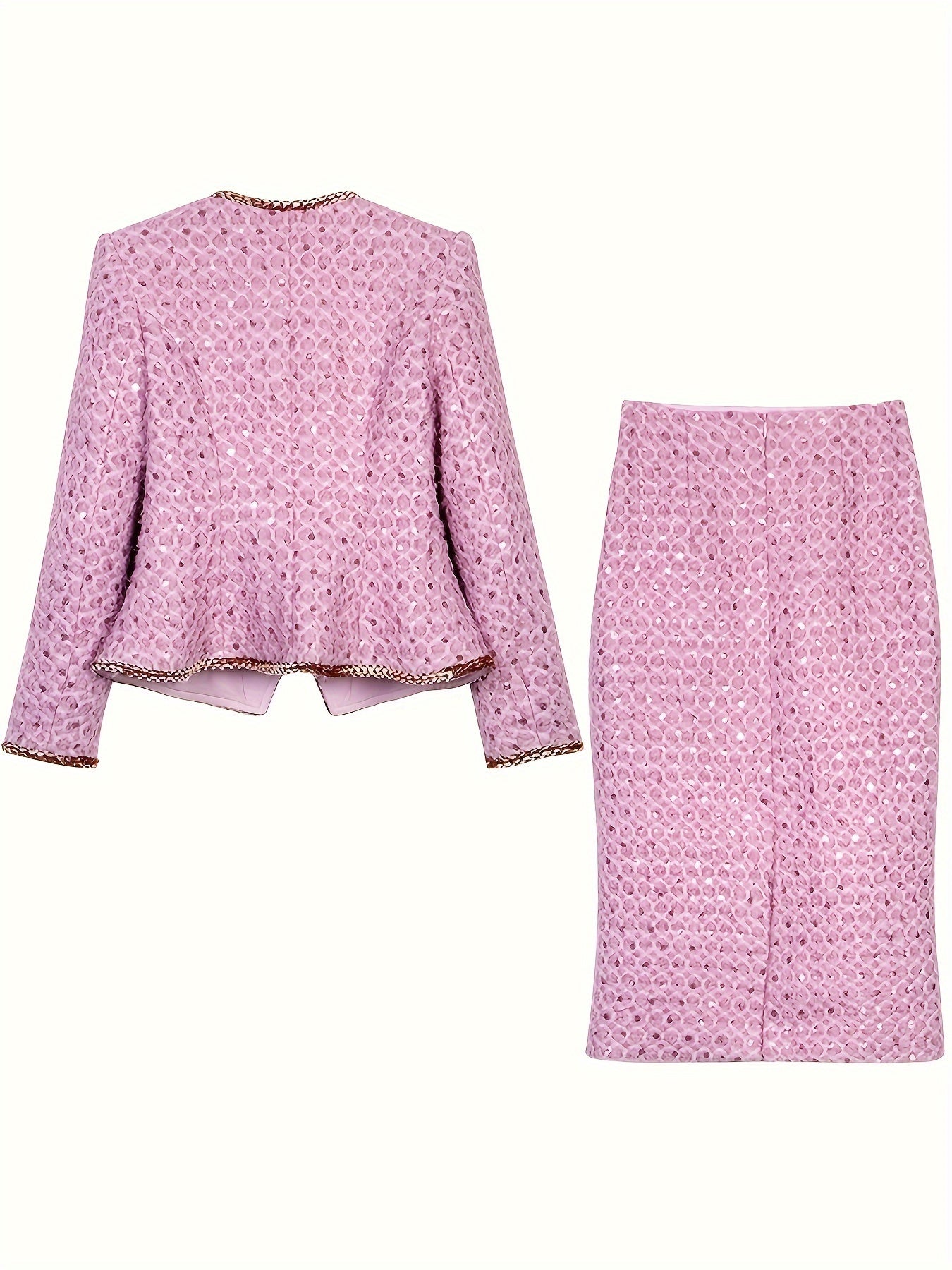 Luxury Peony Purple Dress New Luxury Two-Piece Dress Set for Wealthy Young Ladies - Sophisticated Peony Purple, Sequins Embellished, Coarse Tweed, Priced at 28690