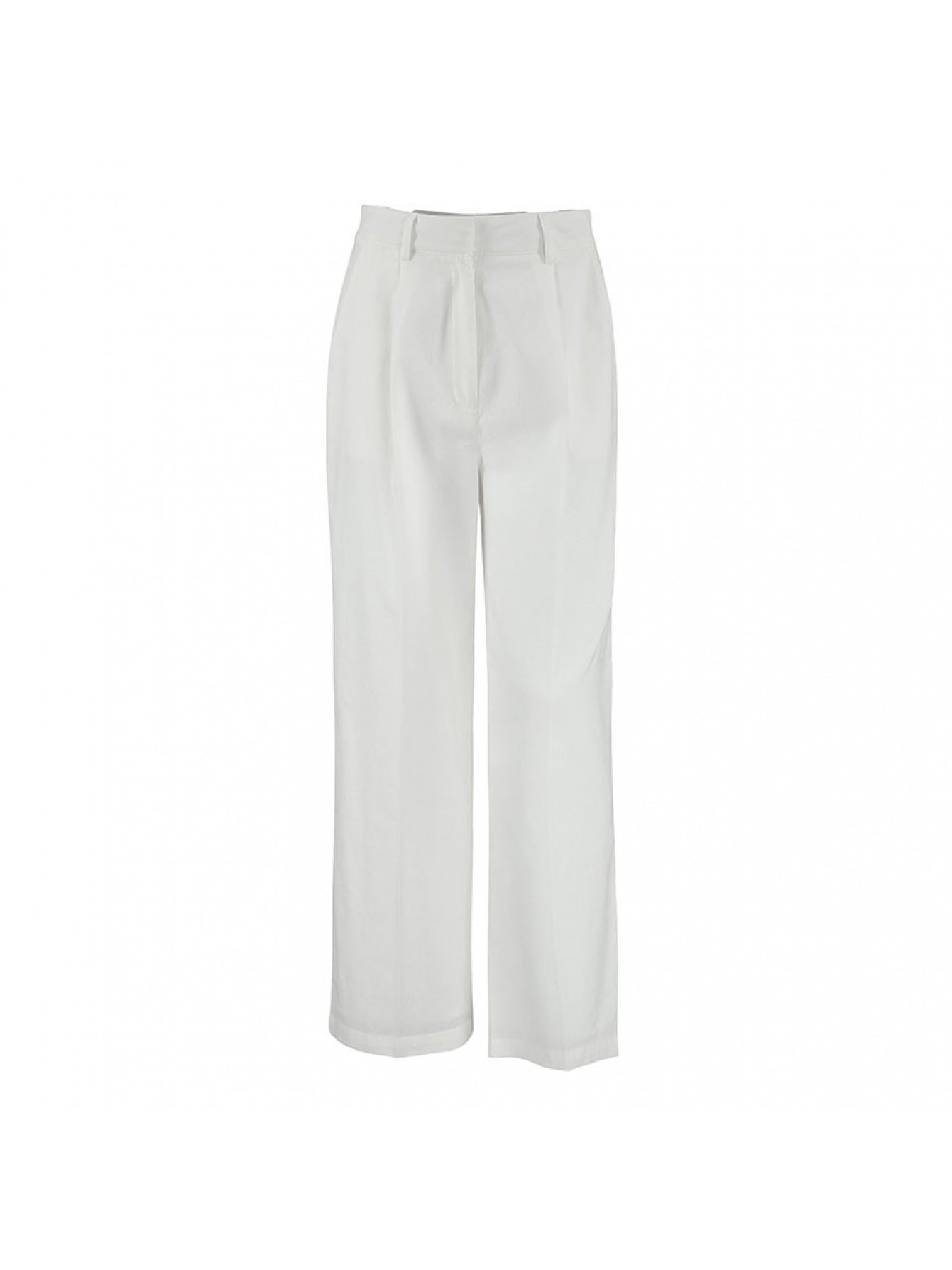 Women's 2025 Summer White Linen Pants - High-Waisted Wide-Leg Relaxed Fit with Zipper Closure, Breathable Lightweight Casual to Semi-Formal Trousers for Women, Machine Washable European & American Street Style Versatile Everyday Pants