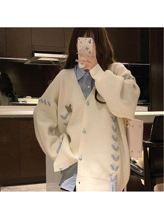 Women's Korean Style Soft Cardigan Coat - Button-Front Sweater Jacket with Collar Pins, Belted Waist (No-Stretch Fit) for Outfits, Blouses & Layering, Fall\u002FWinter Casual Outerwear (Hand Wash\u002FDry Clean)