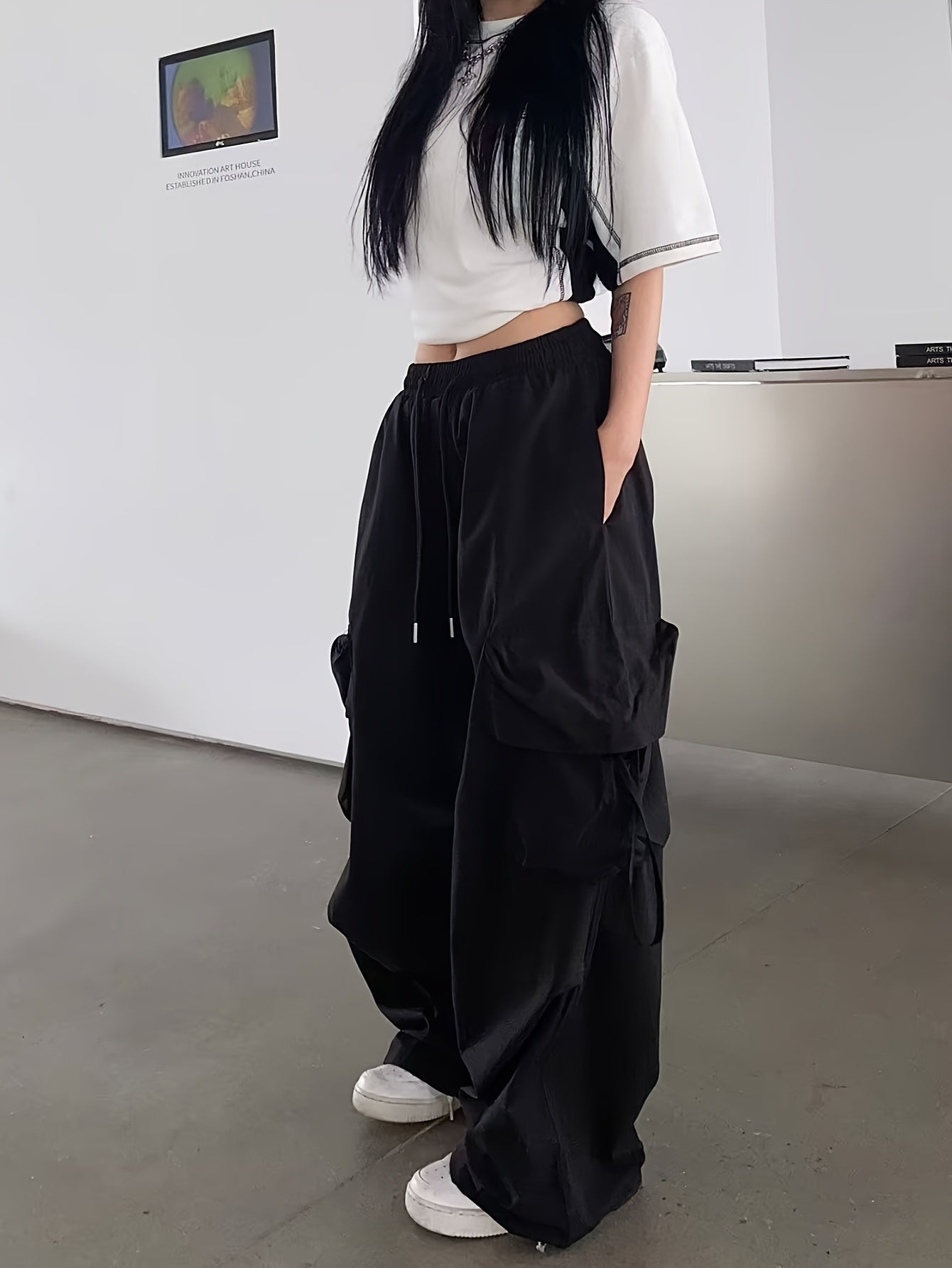 Retro Streetwear Cargo Pants for Men and Women, Dance Casual Straight-Leg High-Waist Loose Korean Style Wide-Leg Trousers