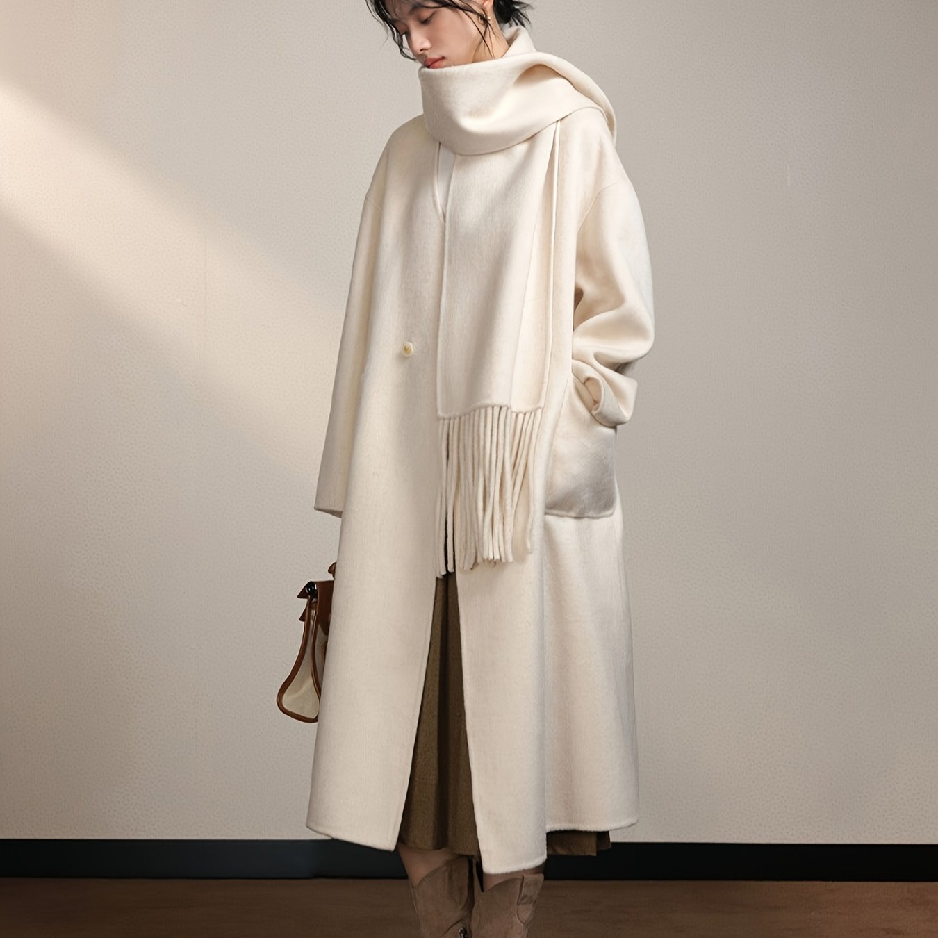 Women's Elegant Korean Winter Coat - Long Formal & Casual Outerwear - Non-Stretchy Structure for Everyday & Special Events - Autumn\u002FWinter Season Outerwear - by Youden Choi