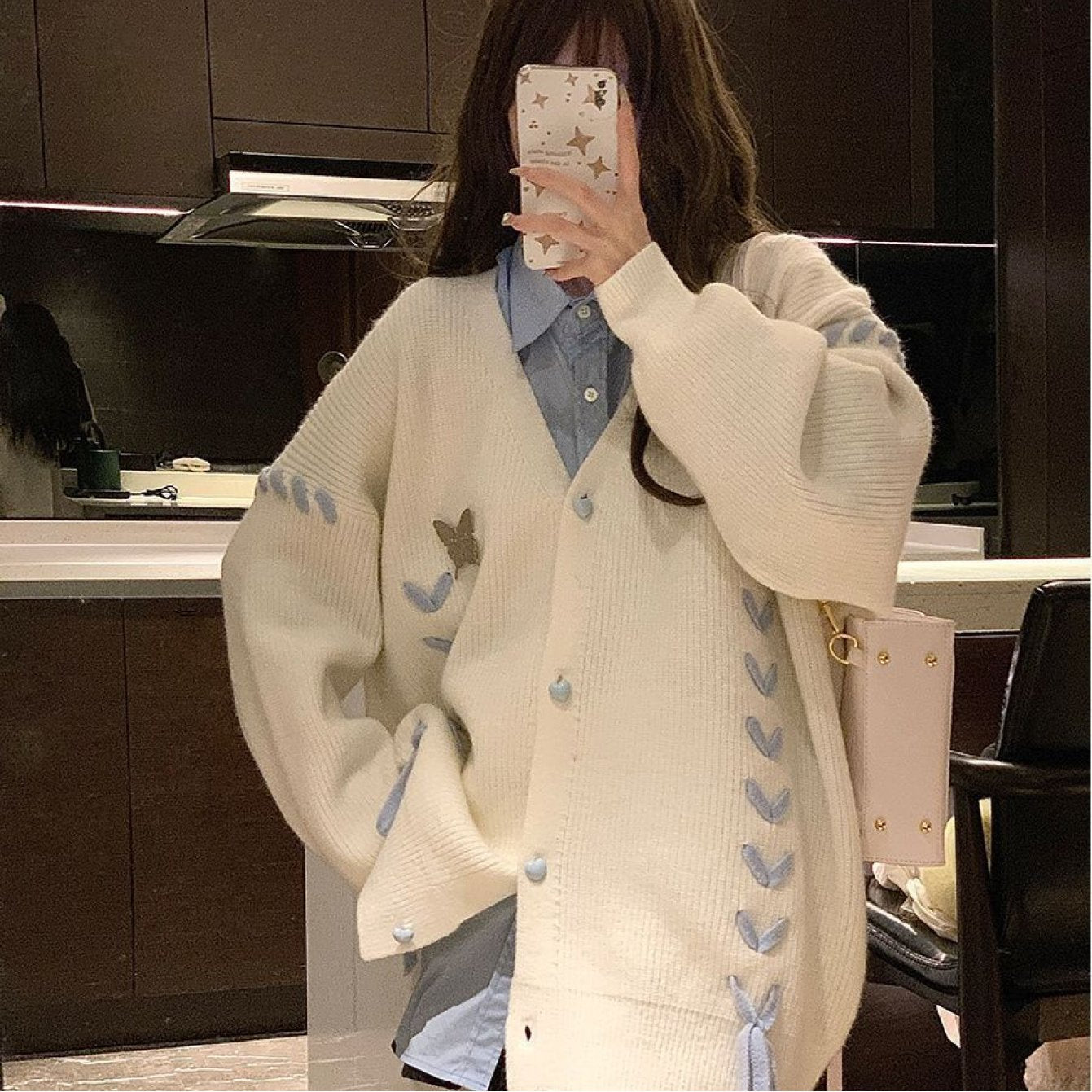 Women's Korean Style Soft Cardigan Coat - Button-Front Sweater Jacket with Collar Pins, Belted Waist (No-Stretch Fit) for Outfits, Blouses & Layering, Fall\u002FWinter Casual Outerwear (Hand Wash\u002FDry Clean)