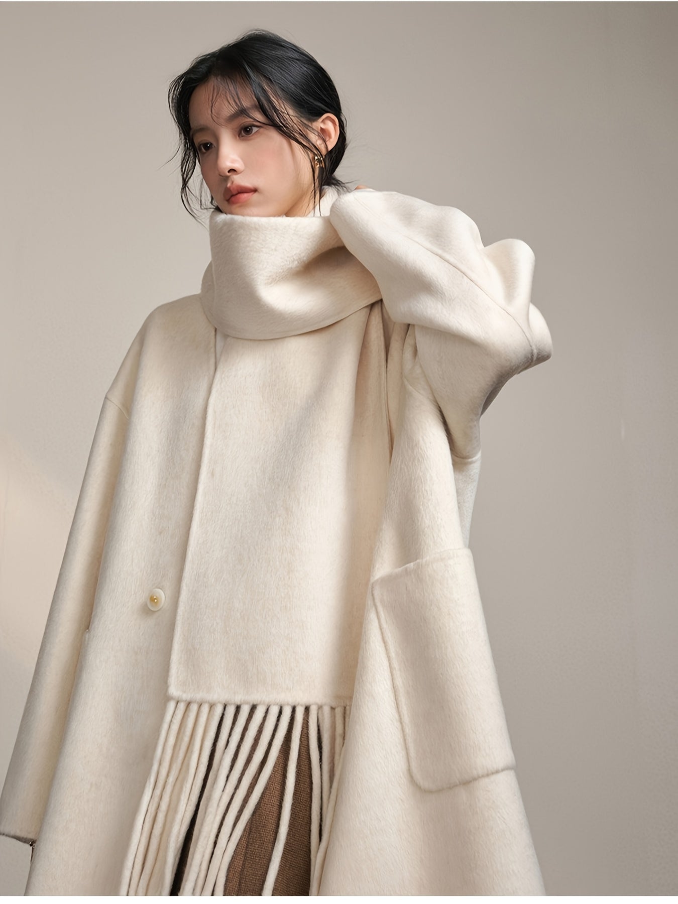 Women's Elegant Korean Winter Coat - Long Formal & Casual Outerwear - Non-Stretchy Structure for Everyday & Special Events - Autumn\u002FWinter Season Outerwear - by Youden Choi