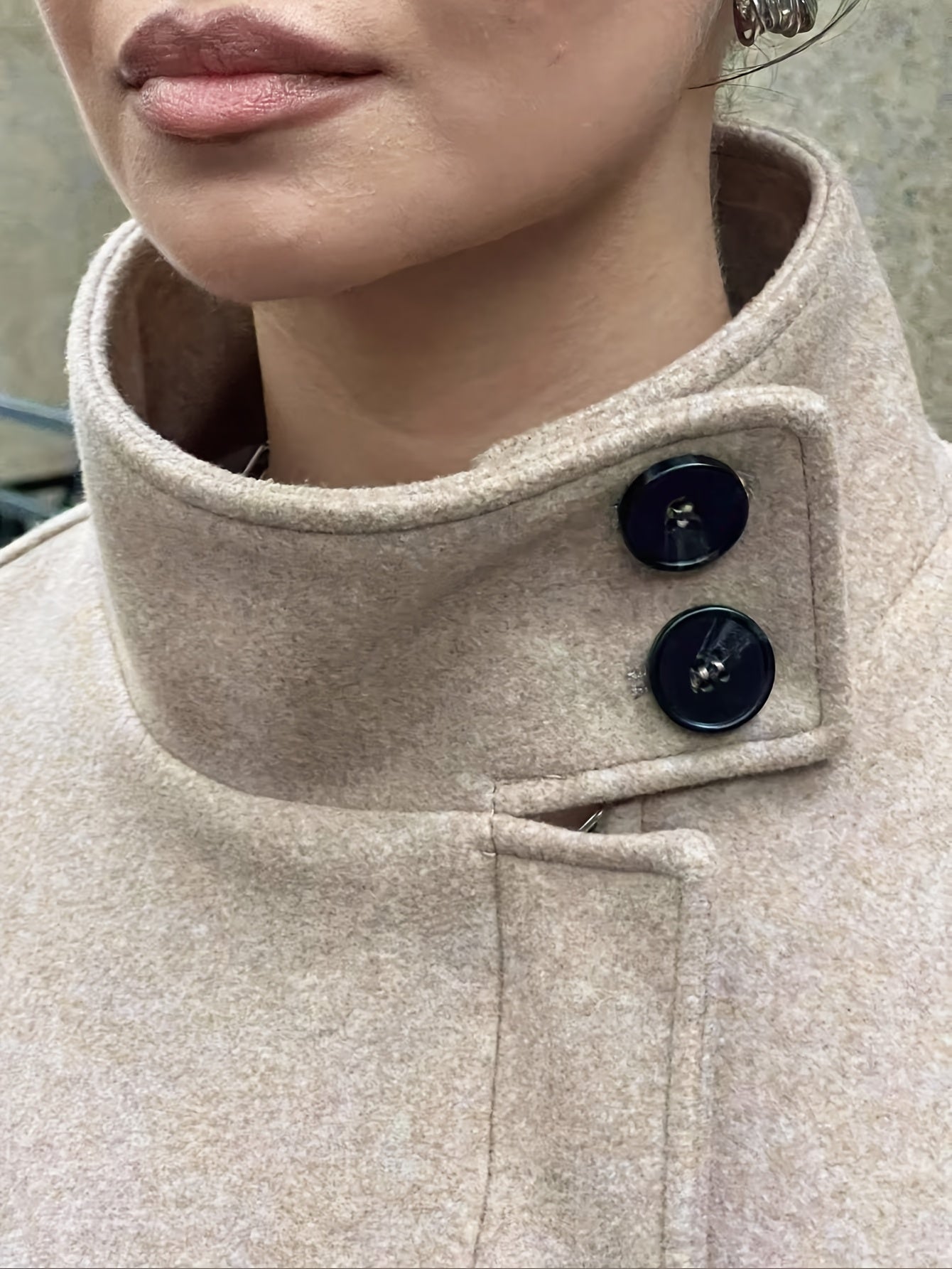Autumn/Winter Elegant Stand Collar Tweed Belt Waist Coat Jacket Casual Fashion Long Sleeve Women's Outerwear