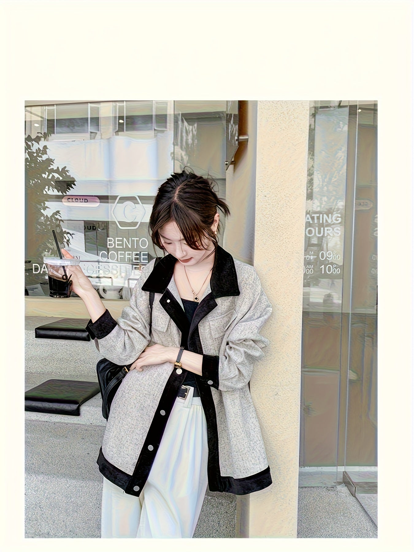Elegant Fashionable Comfortable Versatile Women's Outerwear for Commuting and Casual Wear, New Loose French Style Light Mature Gray Top Suitable for Petite Figures