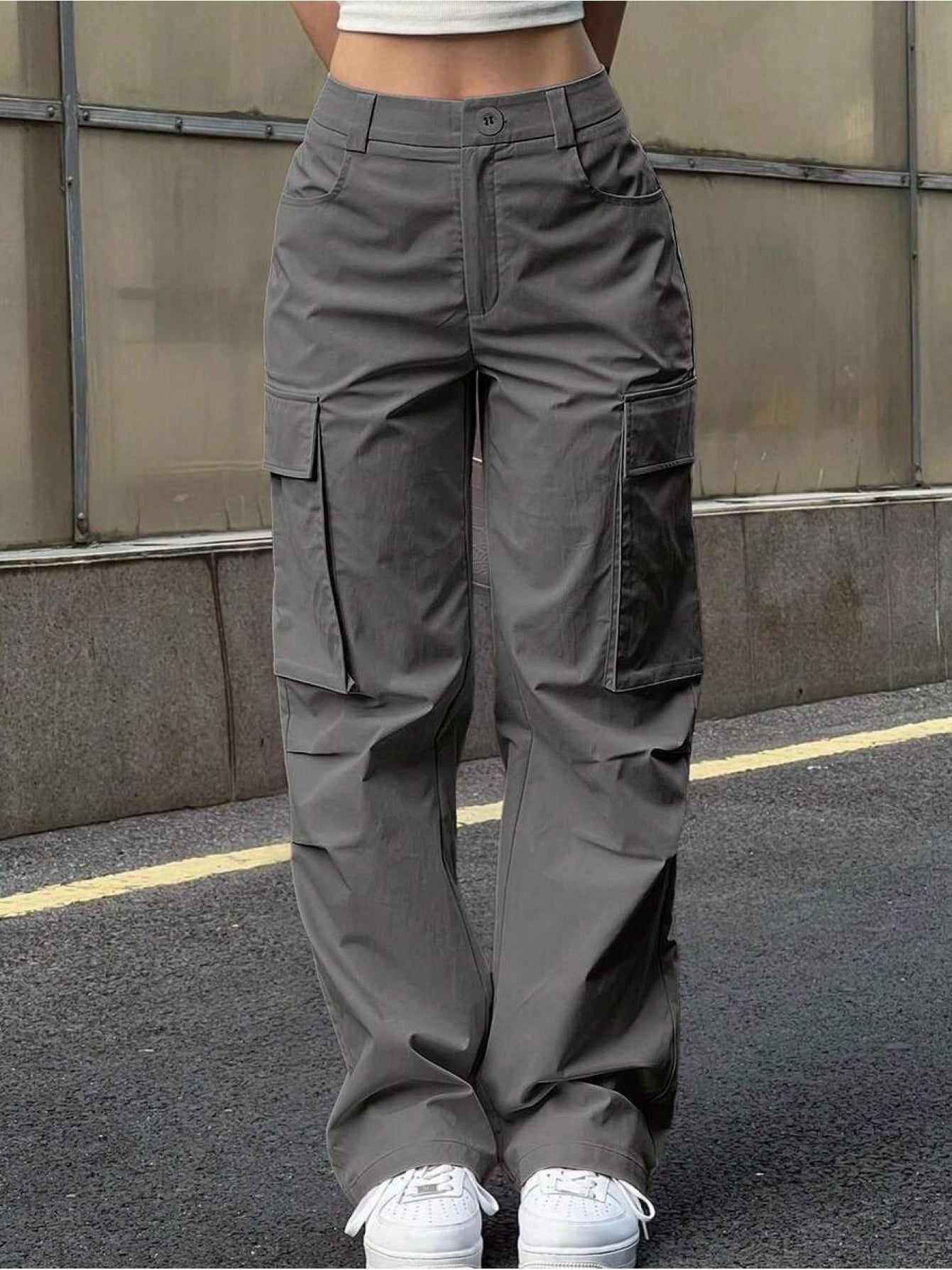 Women's Non-Stretch Cargo Pants - Structured Wide Leg Work Pants with Multiple Utility Pockets, Machine Washable Everyday Pants for Women in Pastel pink\u002FSoft pink\u002F, All-Season Casual Trousers, Leisure Cargo Trousers, Nonstretch Fabric