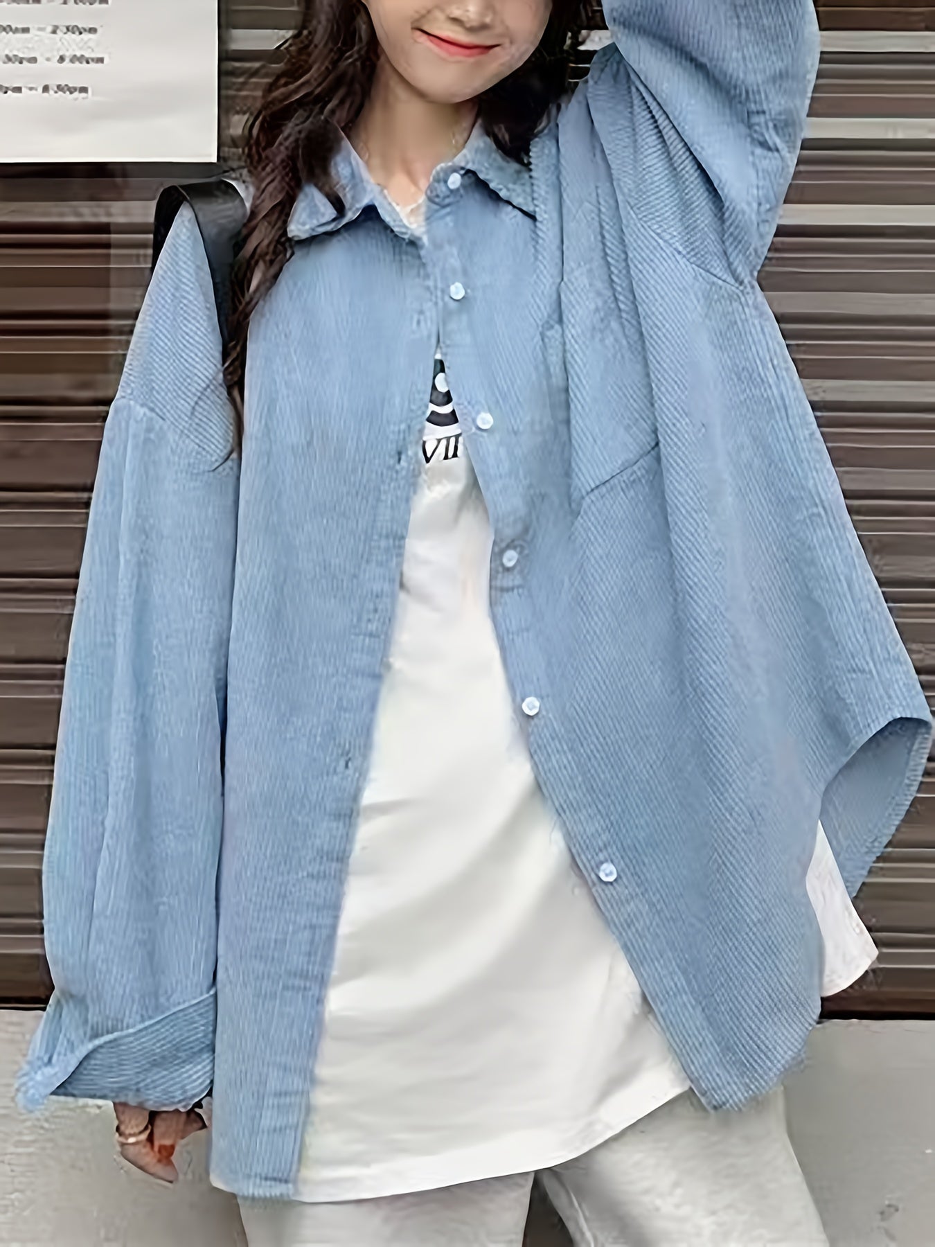 Women's Corduroy Blazer Jacket - Oversized Collar Long Sleeve Coat, Corduroy Button-Front Jacket for Spring\u002FFall Layering, Casual & Professional Wear (No Belt, Hand Wash\u002FDry Clean)