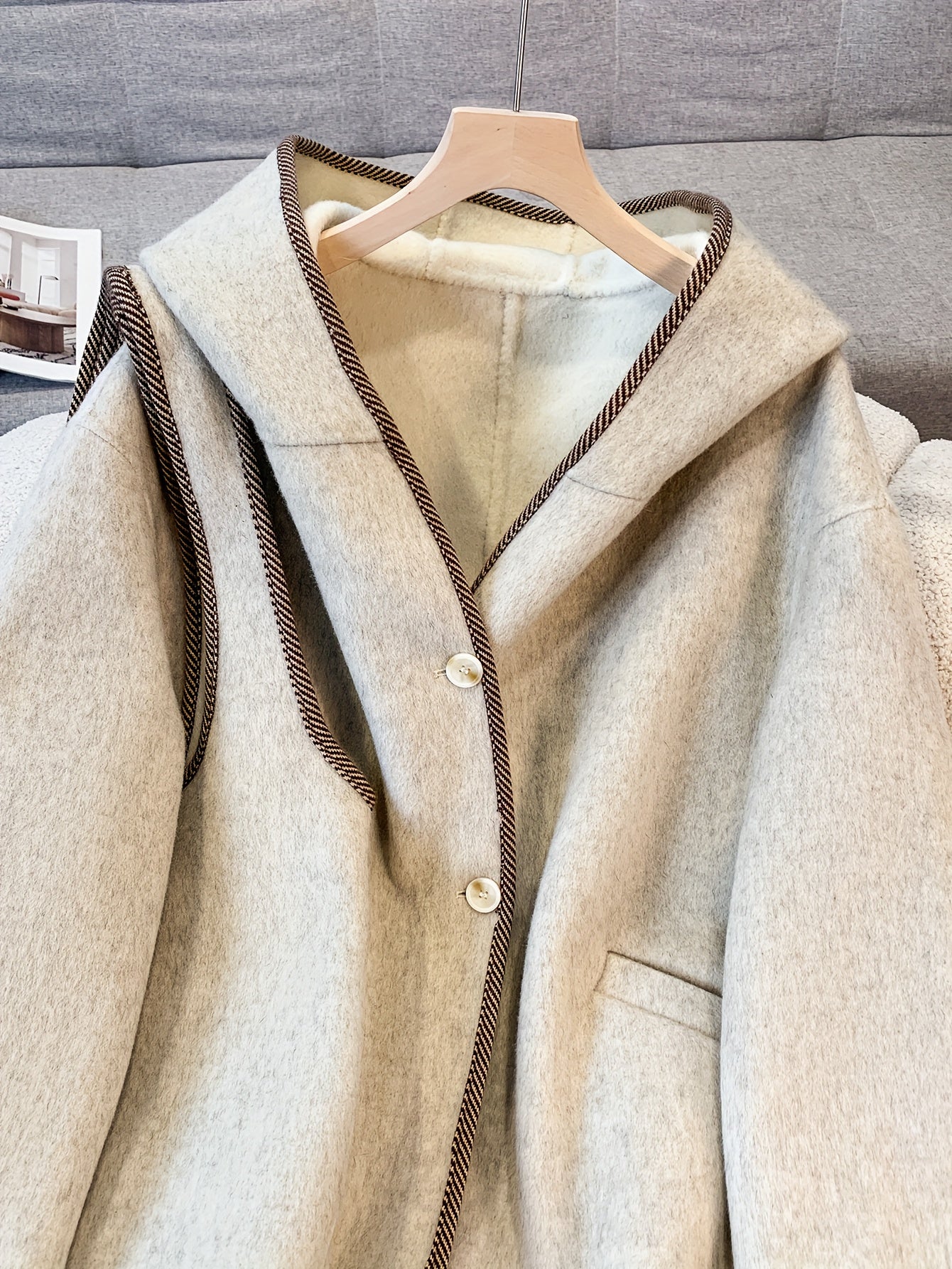 Women's Elegant Long Coat - Winter Warm Full-Length Outerwear, Structured Collar & Single-Button Closure, Beige\u002FBrown\u002FGray\u002FTaupe - Formal & Everyday Outerwear for Fall and Winter - Luxury Outer Jacket for Women