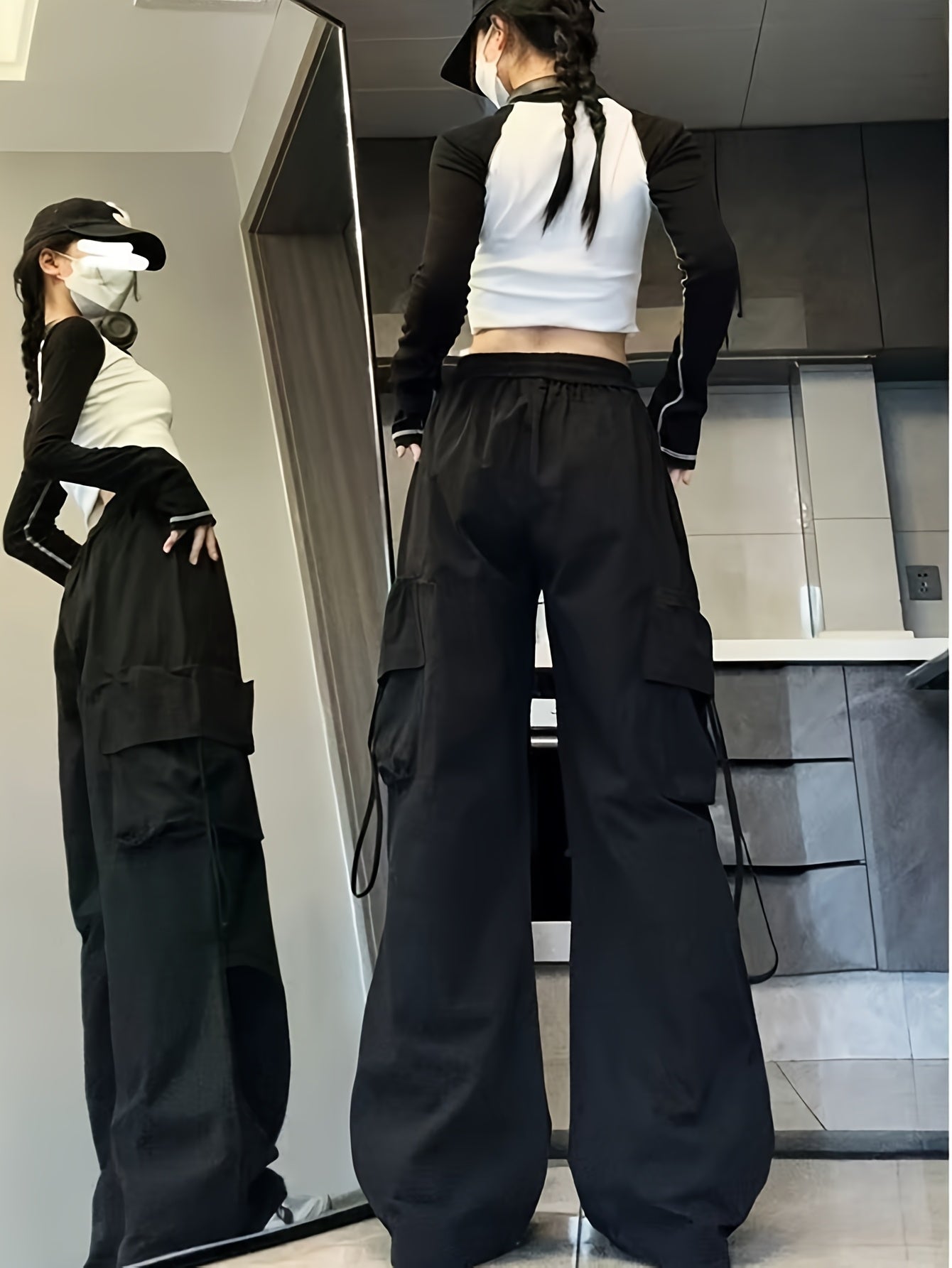 Retro Streetwear Cargo Pants for Men and Women, Dance Casual Straight-Leg High-Waist Loose Korean Style Wide-Leg Trousers
