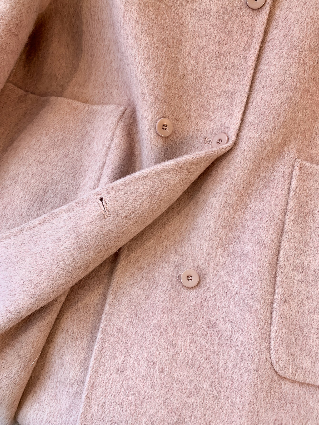 Pink Long Buttoned Korean-Style Elegant Women's Coat with Warmth