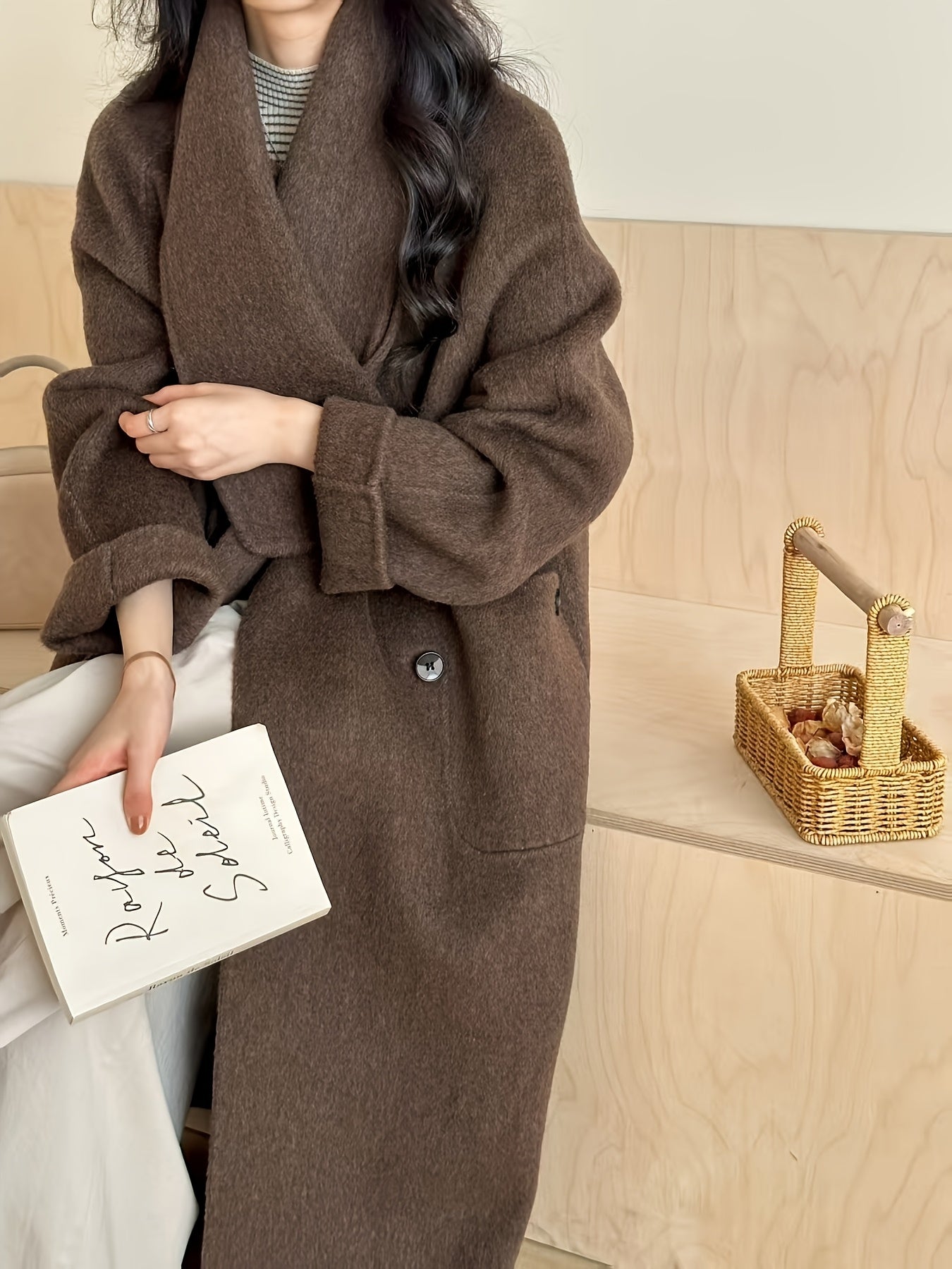 Women'S Elegant Brown Trench Coat with Fringe Detail - Versatile Fall\u002FWinter Outerwear, Long Sleeve, Button-Up Front, Perfect for Casual or Commuting, Casual Winter Wear | Fringe Detail Coat | Buttonup Coat