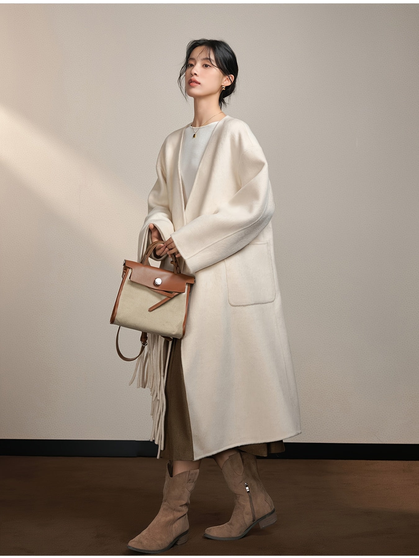 Women's Elegant Korean Winter Coat - Long Formal & Casual Outerwear - Non-Stretchy Structure for Everyday & Special Events - Autumn\u002FWinter Season Outerwear - by Youden Choi