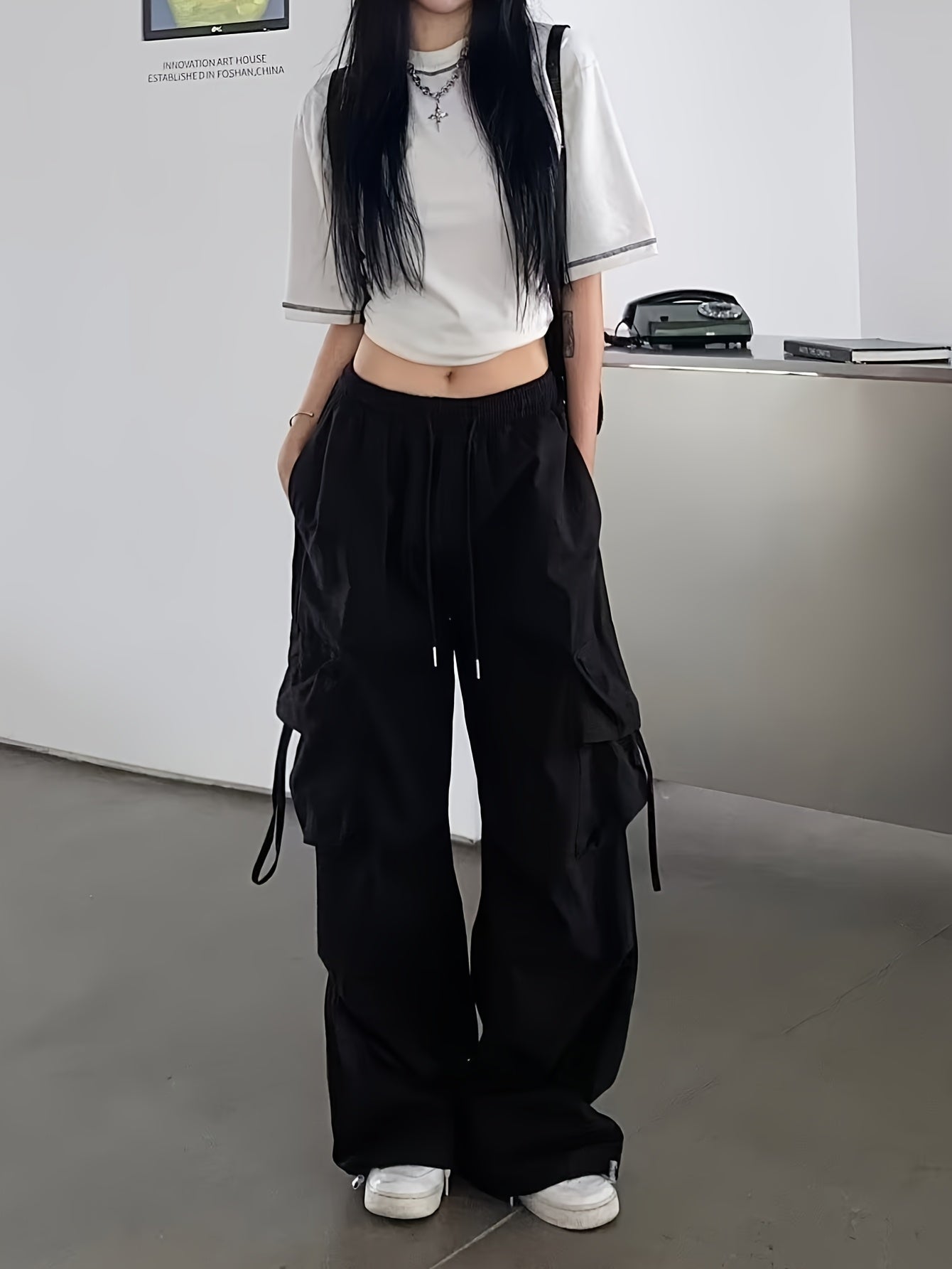 Retro Streetwear Cargo Pants for Men and Women, Dance Casual Straight-Leg High-Waist Loose Korean Style Wide-Leg Trousers