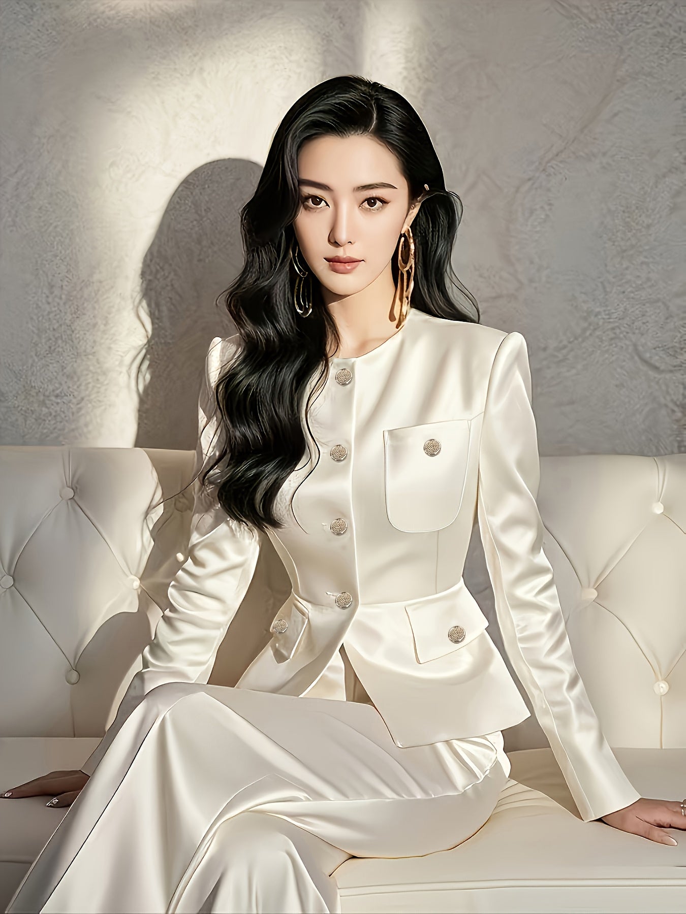 Graceful Autumn Collection: Premium Formal Suit Set with Jacket and Pants for Professional Women