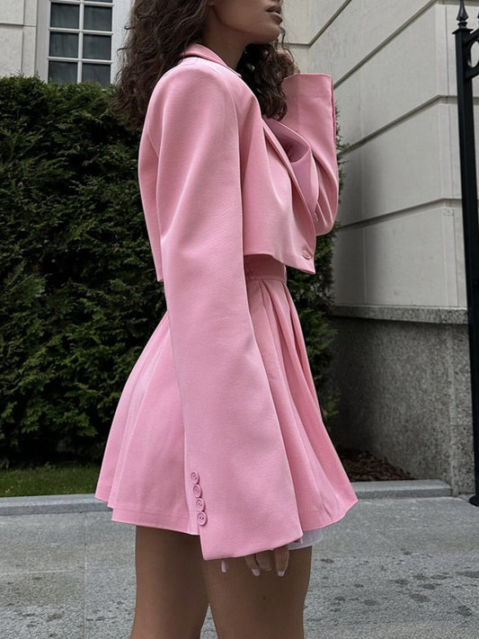 Women'S Y2K - Inspired Two-Piece Set - Cropped Blazer and Mini Skirt, Ideal for Trendy Casual Looks